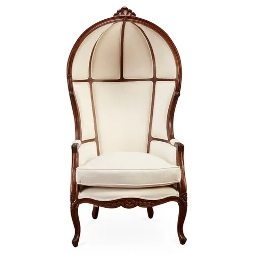 Mirabel Canopy Chair - Off-White Linen - Handcrafted - Ivory