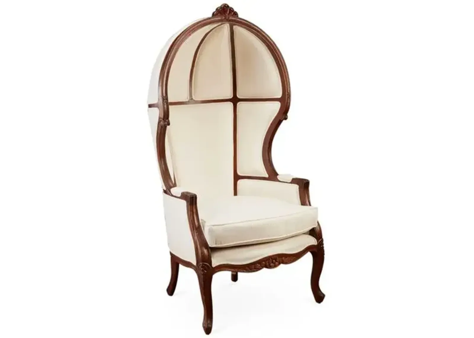 Mirabel Canopy Chair - Off-White Linen - Handcrafted - Ivory