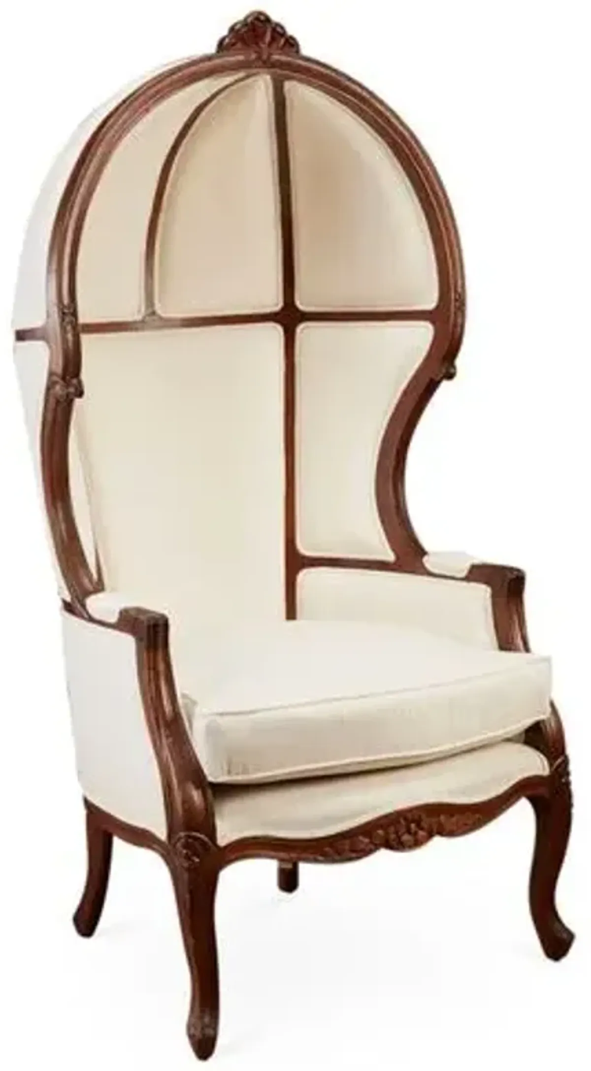 Mirabel Canopy Chair - Off-White Linen - Handcrafted - Ivory