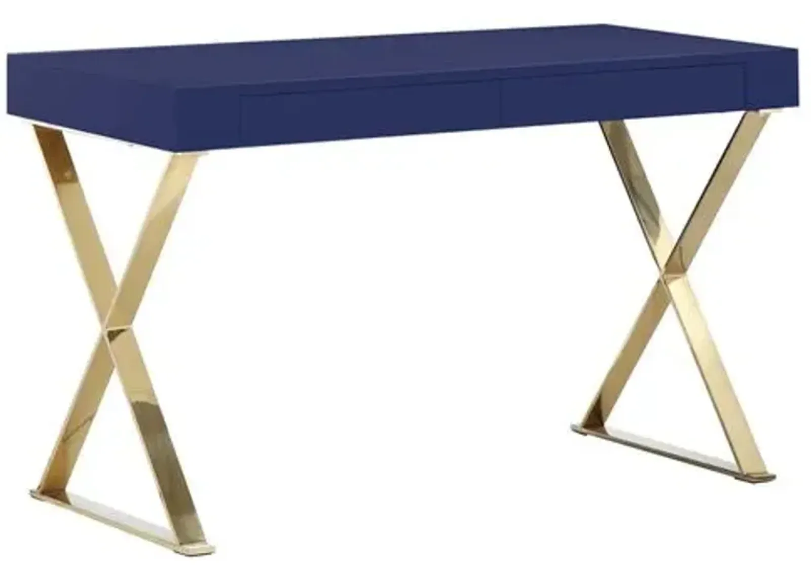 X-Leg Desk - Navy/Gold - Blue