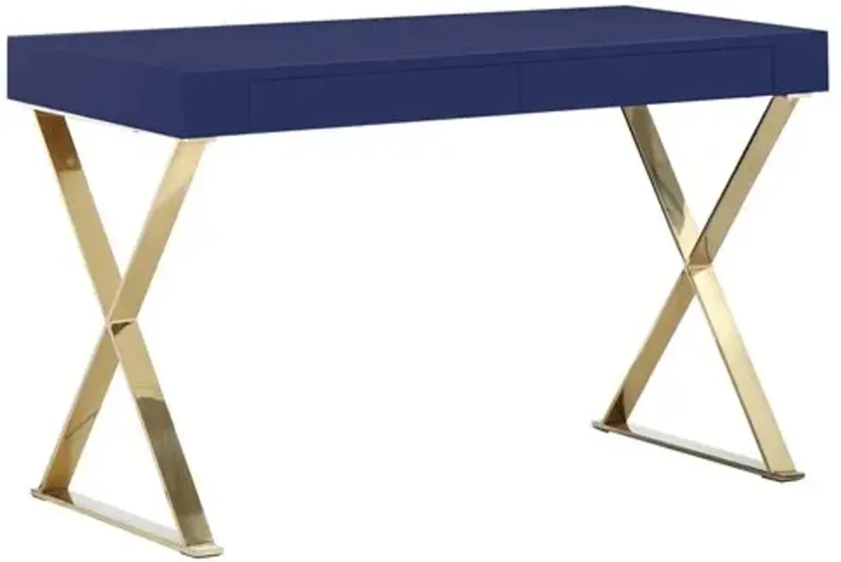 X-Leg Desk - Navy/Gold - Blue