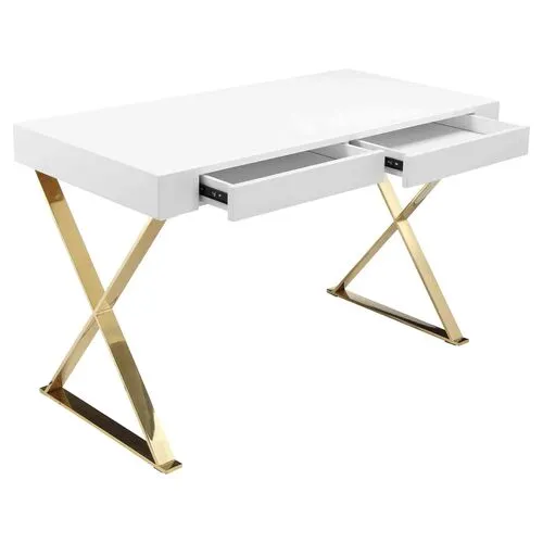 X-Leg Desk - White/Gold