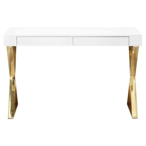 X-Leg Desk - White/Gold