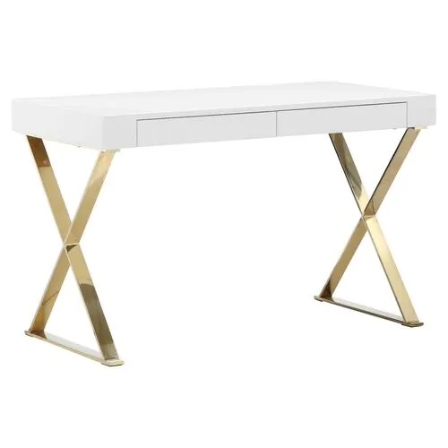 X-Leg Desk - White/Gold