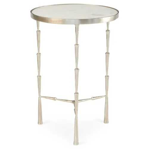 Spike Round Marble Side Table - Nickel - Global Views - Silver