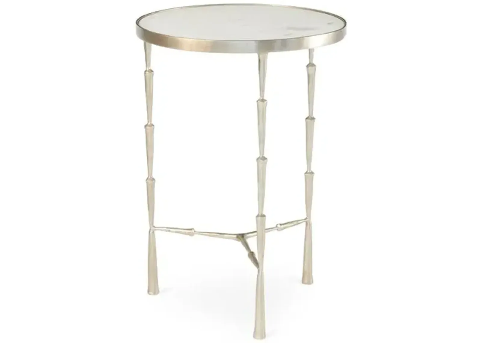 Spike Round Marble Side Table - Nickel - Global Views - Silver