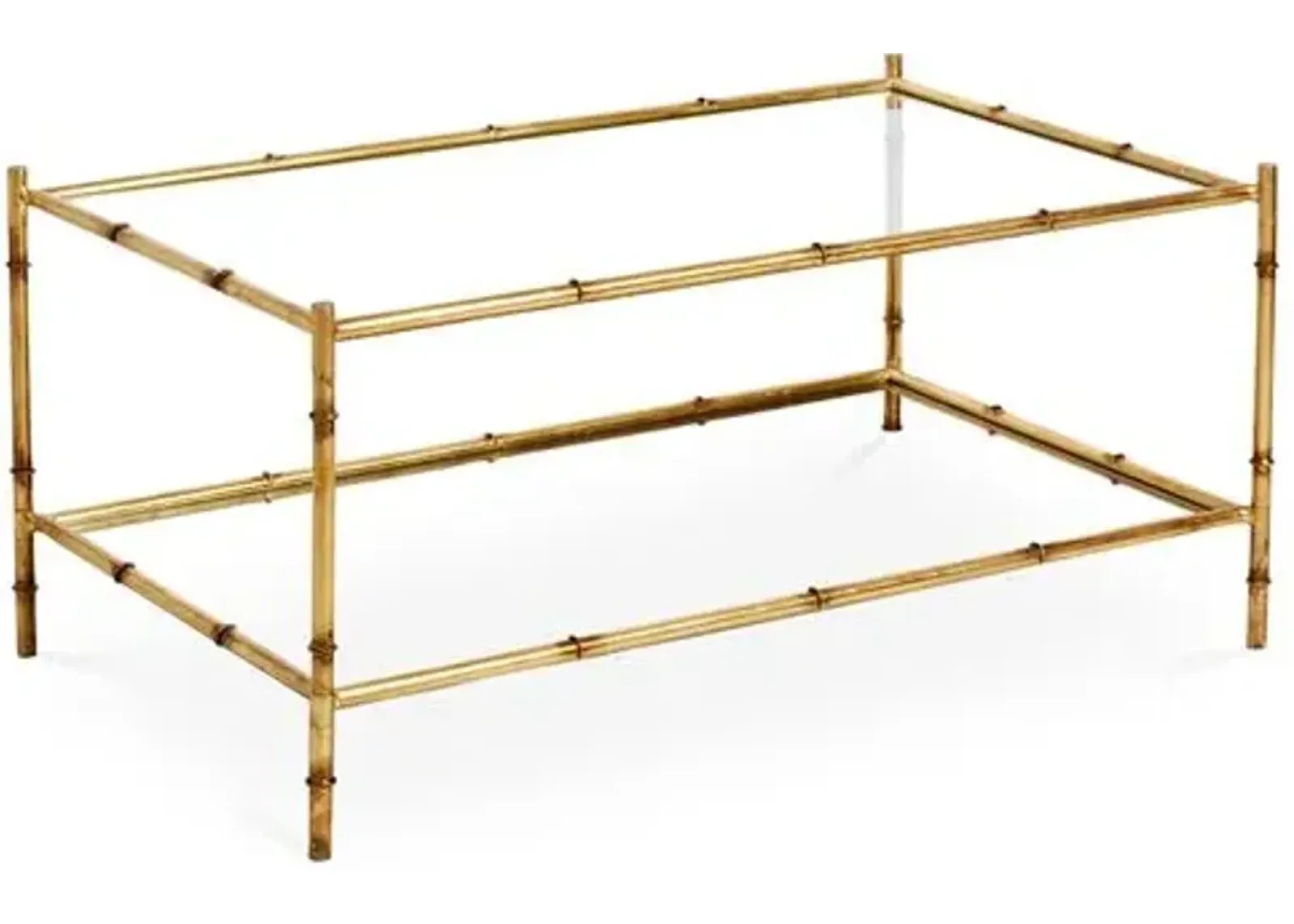 Bamboo Two-Tier Coffee Table - Antiqued Gold