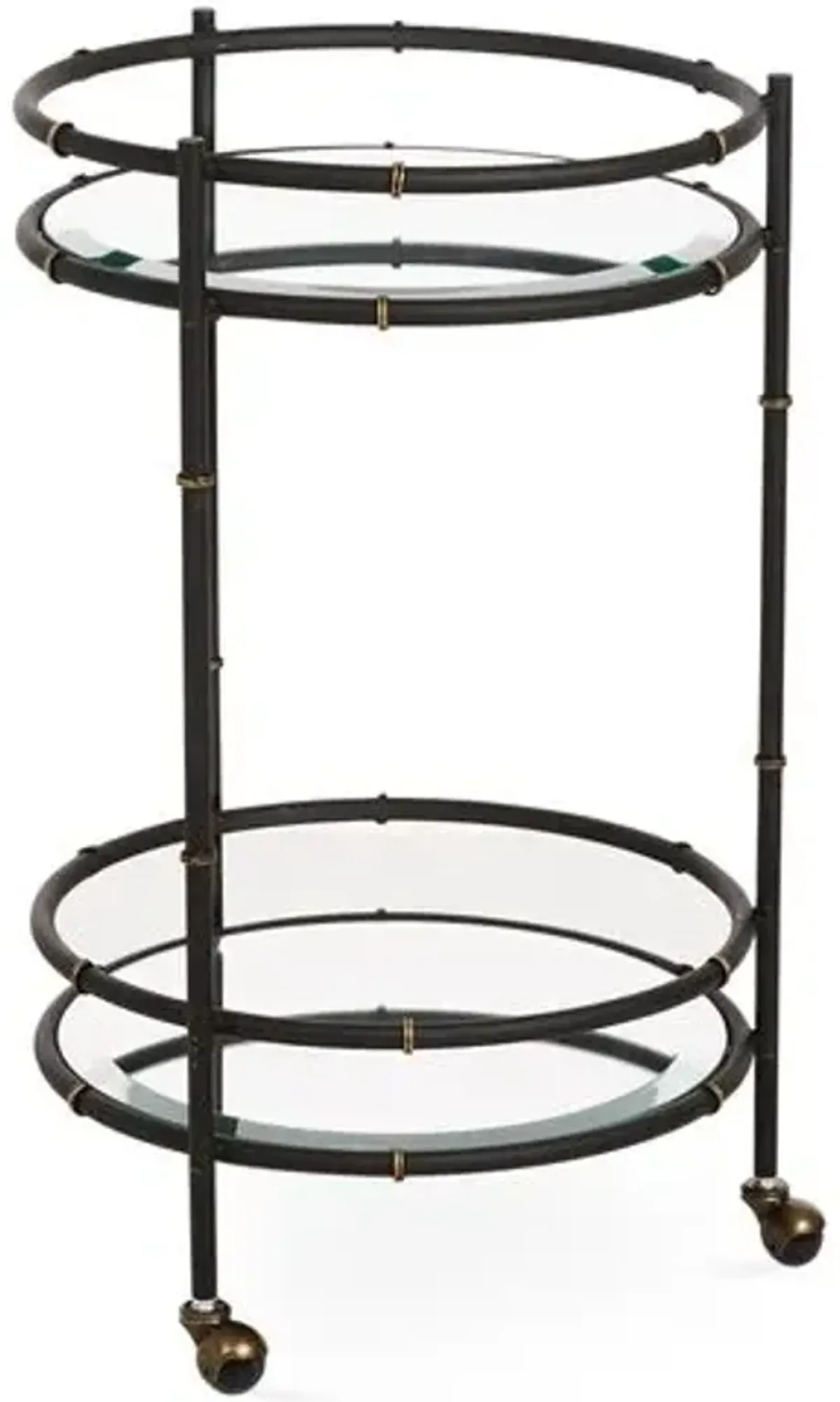 Bamboo Mirrored Bar Cart - Black/Gold