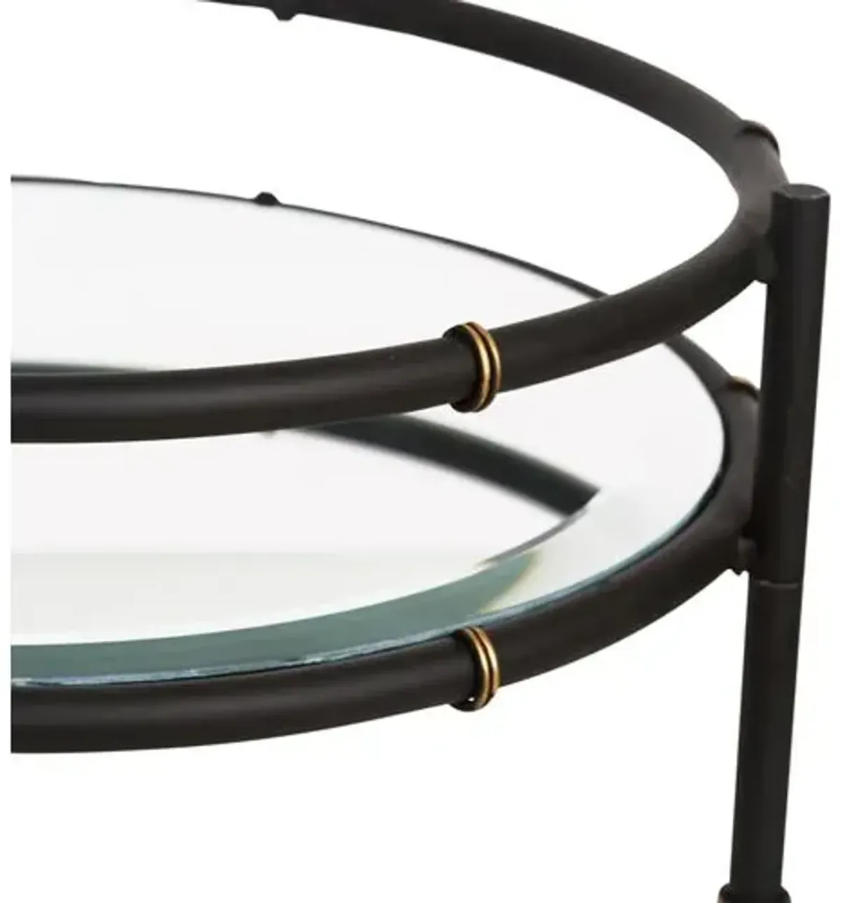 Bamboo Mirrored Bar Cart - Black/Gold