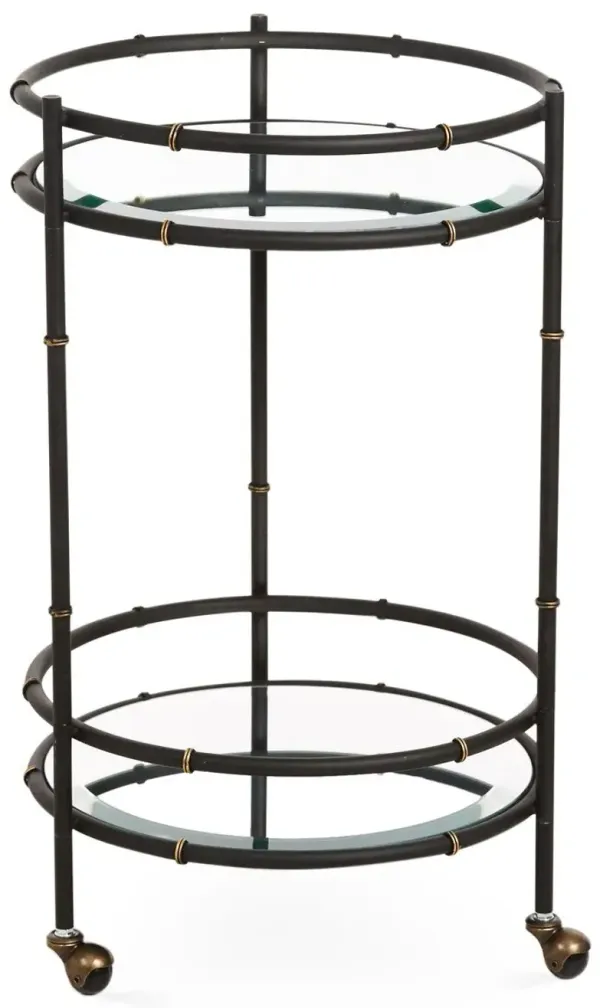 Bamboo Mirrored Bar Cart, Black/Gold