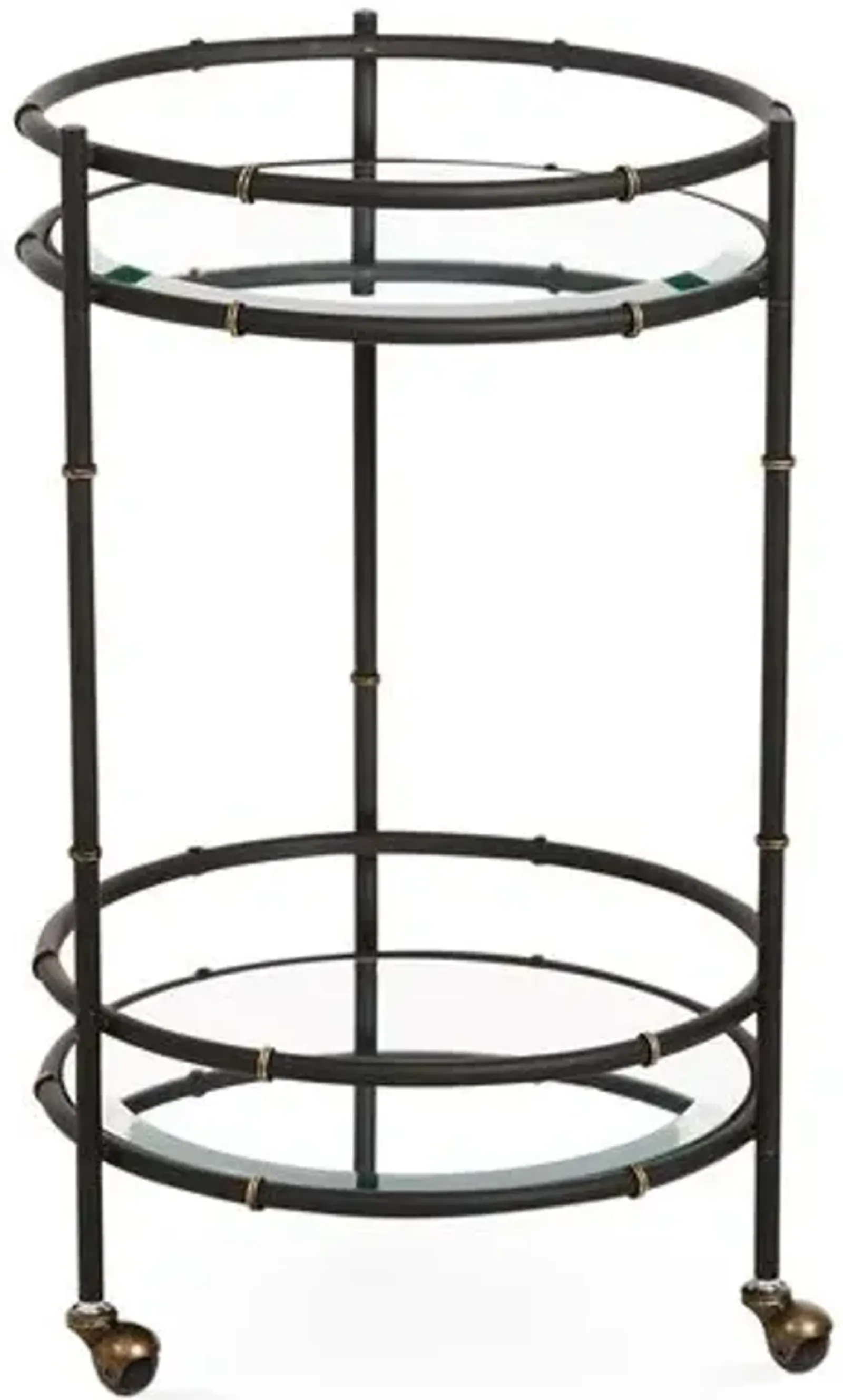 Bamboo Mirrored Bar Cart - Black/Gold