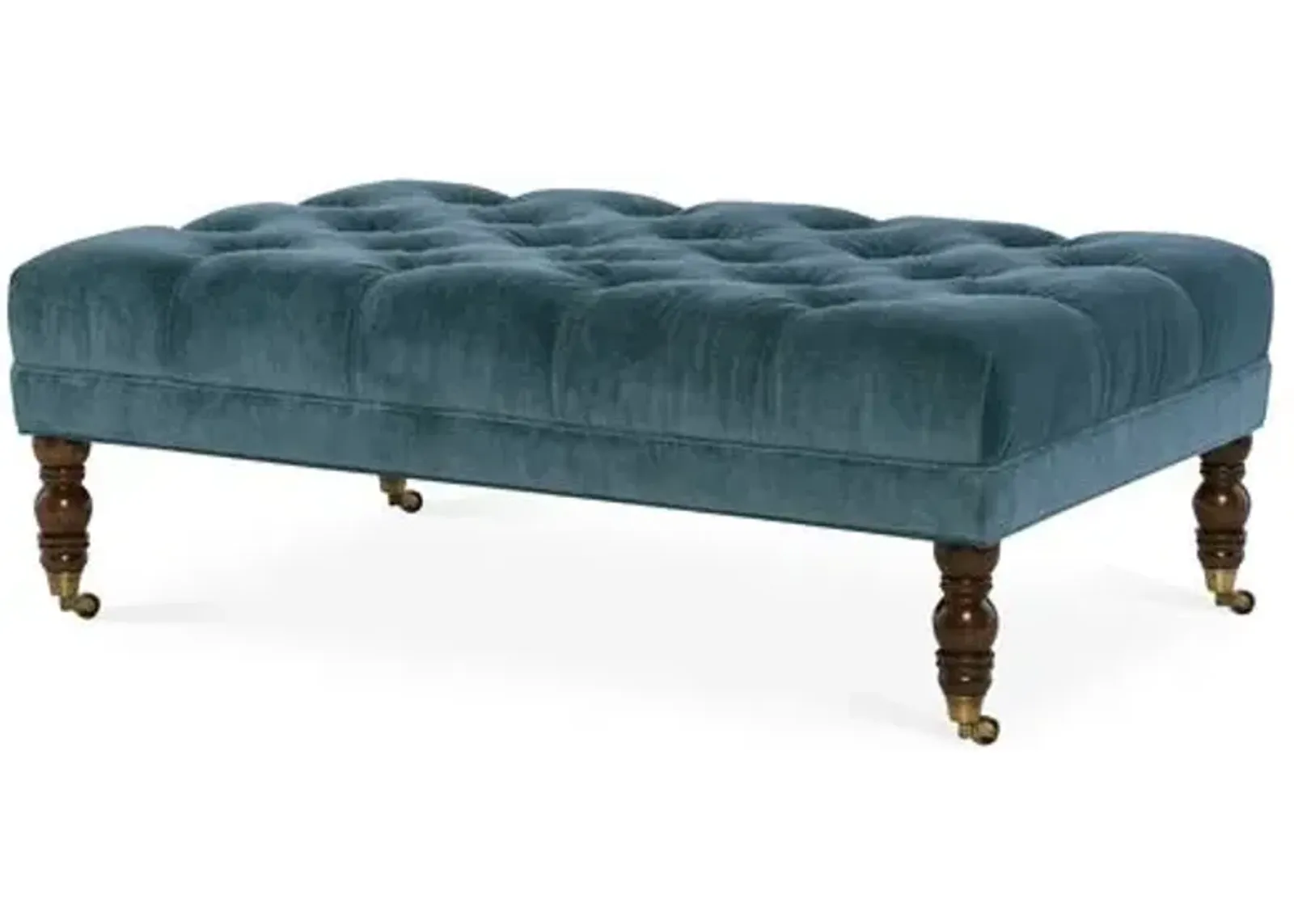 Anna Cocktail Ottoman - Velvet - Miles Talbott - Handcrafted - Blue