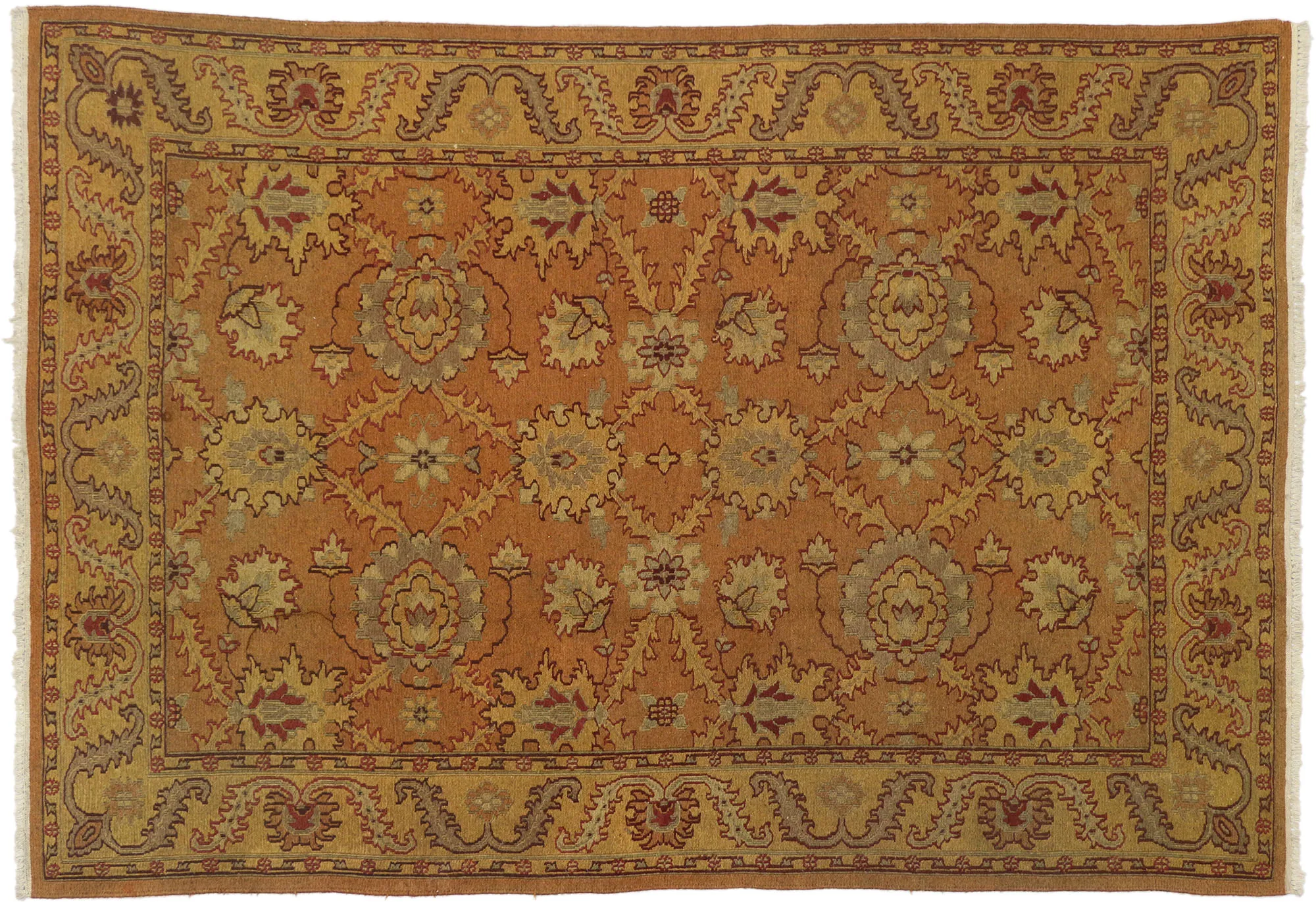 Chinese Soumak Rug - 6'3" x 9' - Esmaili Rugs & Antiques - Orange - Orange