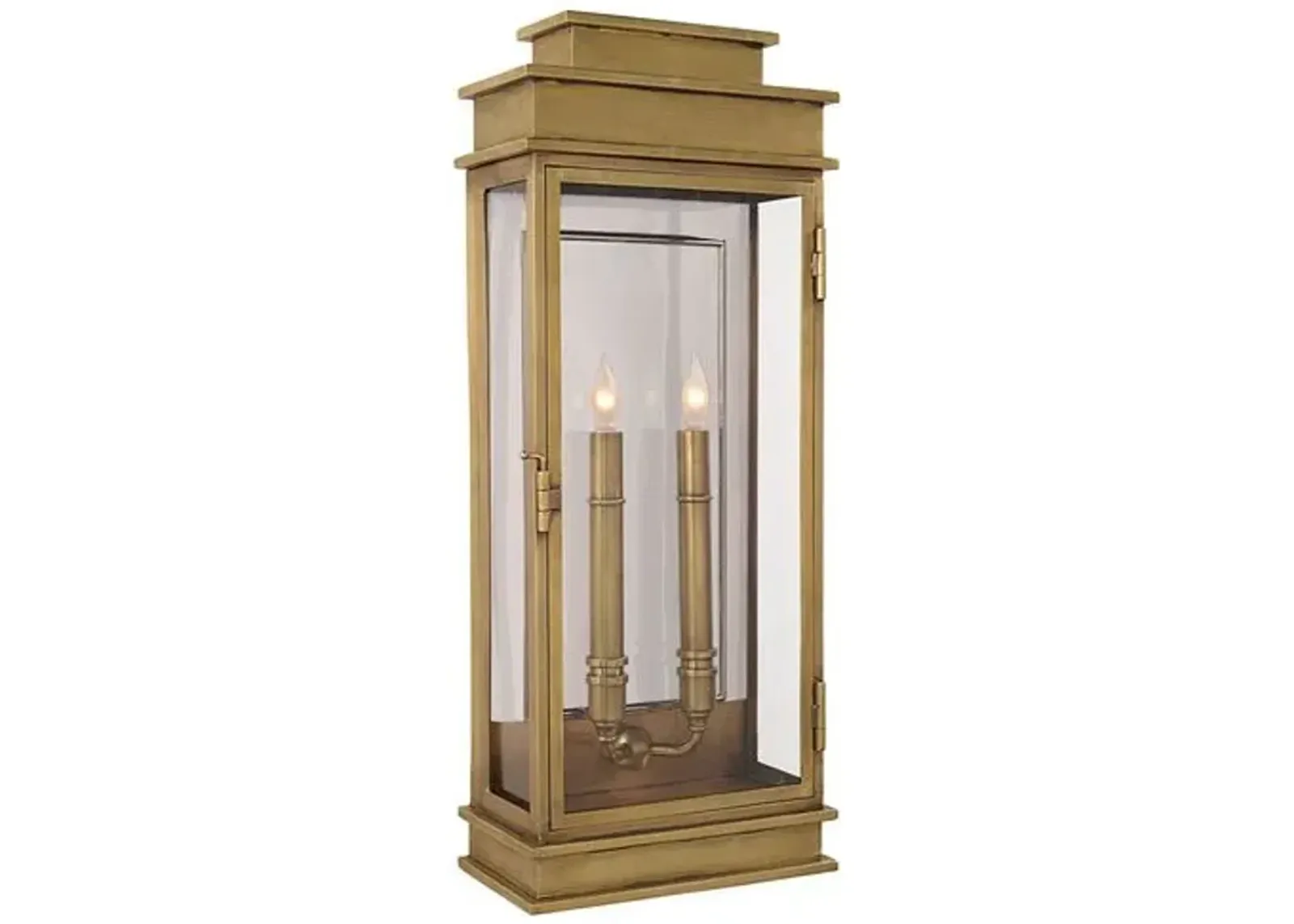 Visual Comfort - Outdoor 2-Bulb Tall Wall Lantern - Brass - Gold