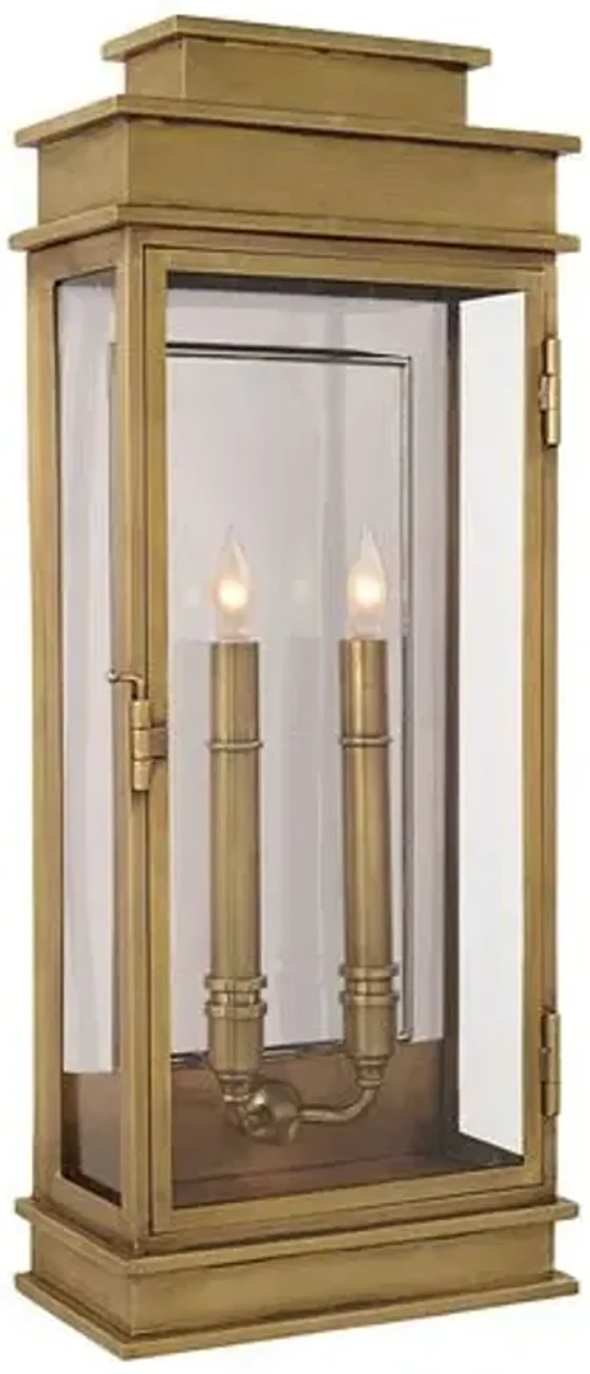 Visual Comfort - Outdoor 2-Bulb Tall Wall Lantern - Brass - Gold