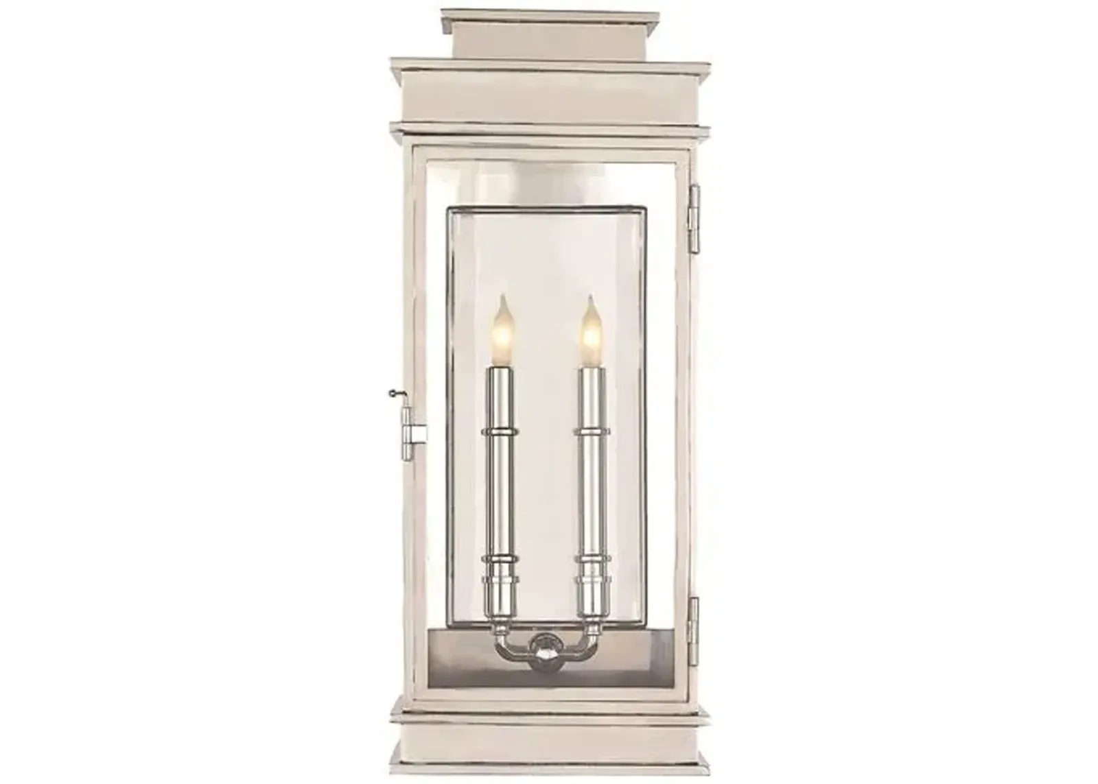 Visual Comfort - Outdoor 2-Bulb Tall Wall Lantern - Nickel - Silver