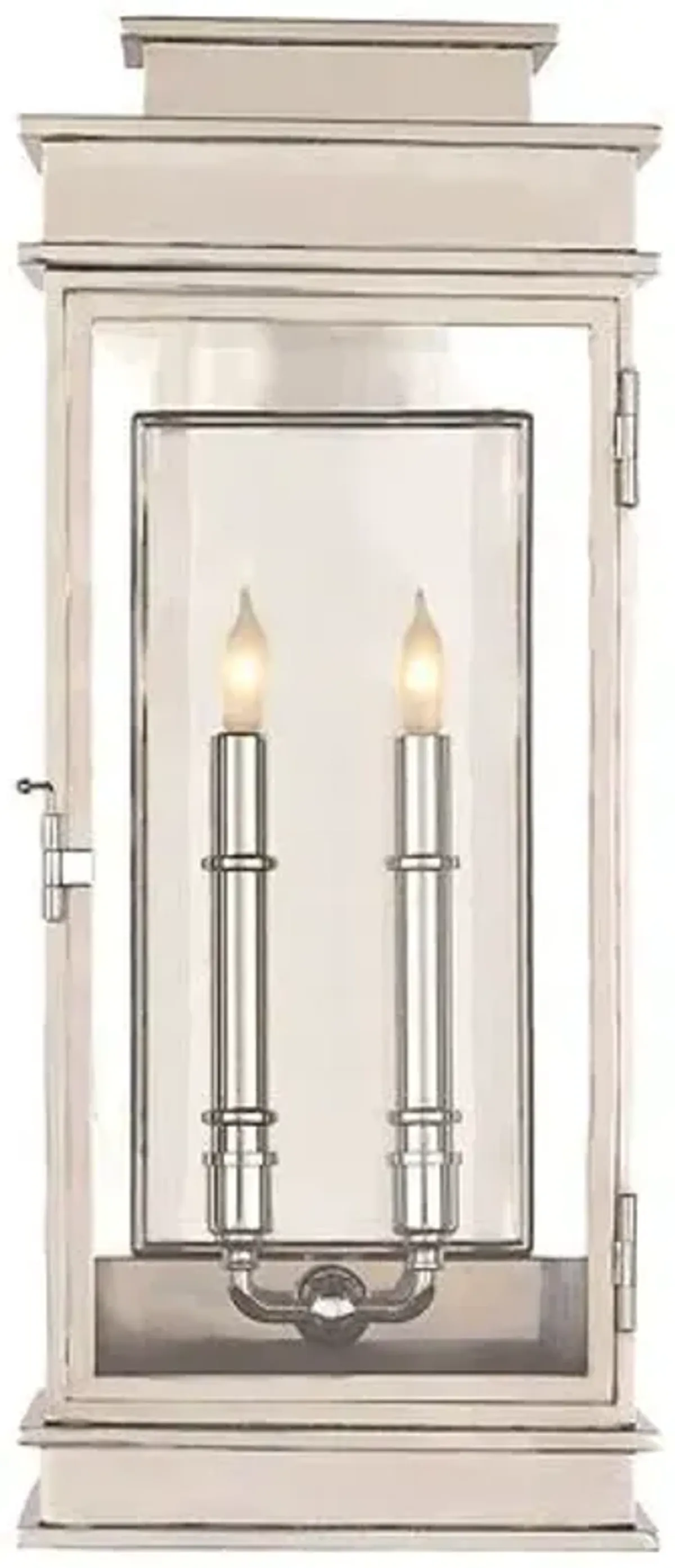 Visual Comfort - Outdoor 2-Bulb Tall Wall Lantern - Nickel - Silver