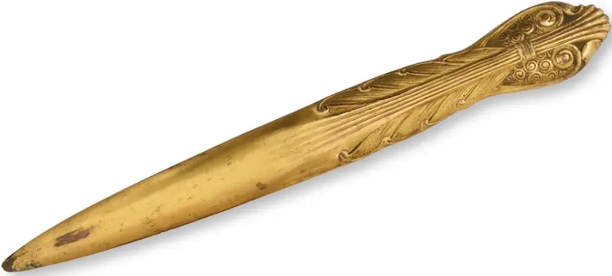 Antique French Gilt Bronze Letter Opener - Rose Victoria - White