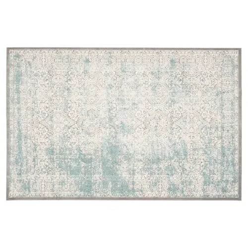 Manon Rug - Turquoise/Ivory - Blue - Blue