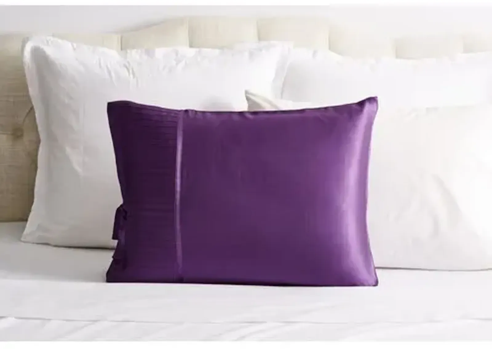 French Pleat Silk Standard Sham - Iris - Kumi Kookoon - Purple