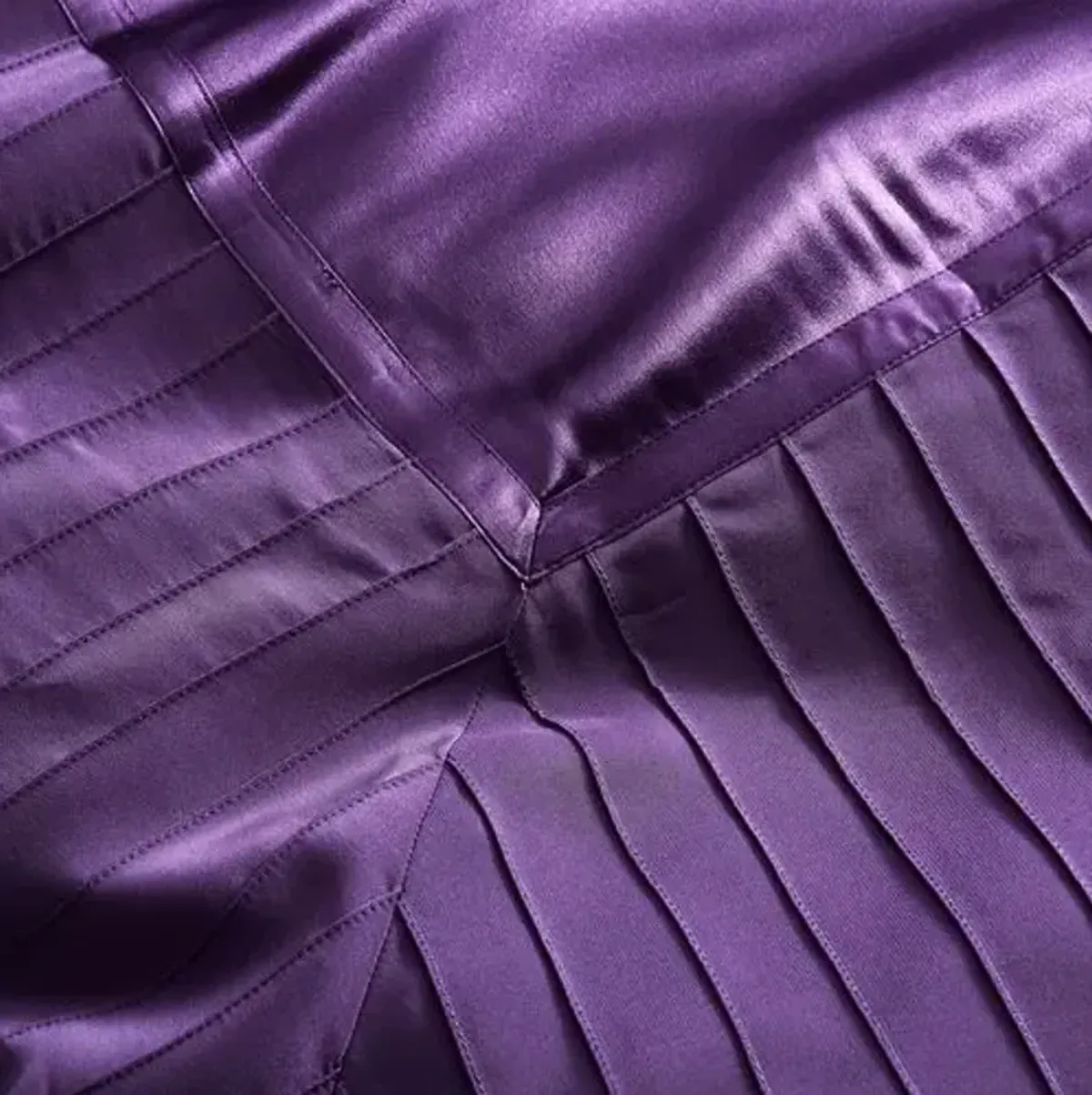 French Pleat Silk Duvet Cover - Iris - Kumi Kookoon - Purple