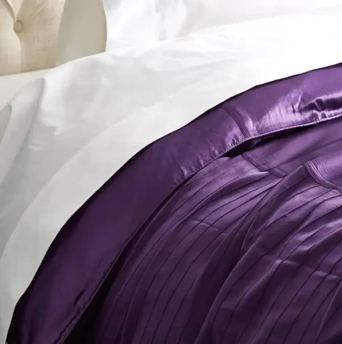 French Pleat Silk Duvet Cover - Iris - Kumi Kookoon - Purple