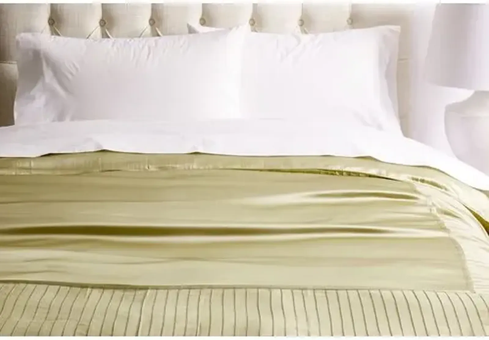 French Pleat Silk Duvet Cover - Sage - Kumi Kookoon - Green