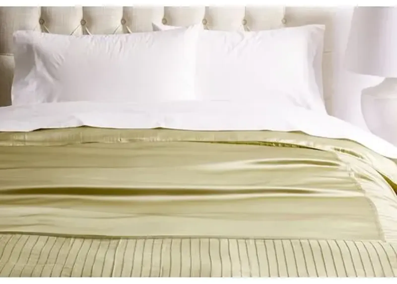 French Pleat Silk Duvet Cover - Sage - Kumi Kookoon - Green