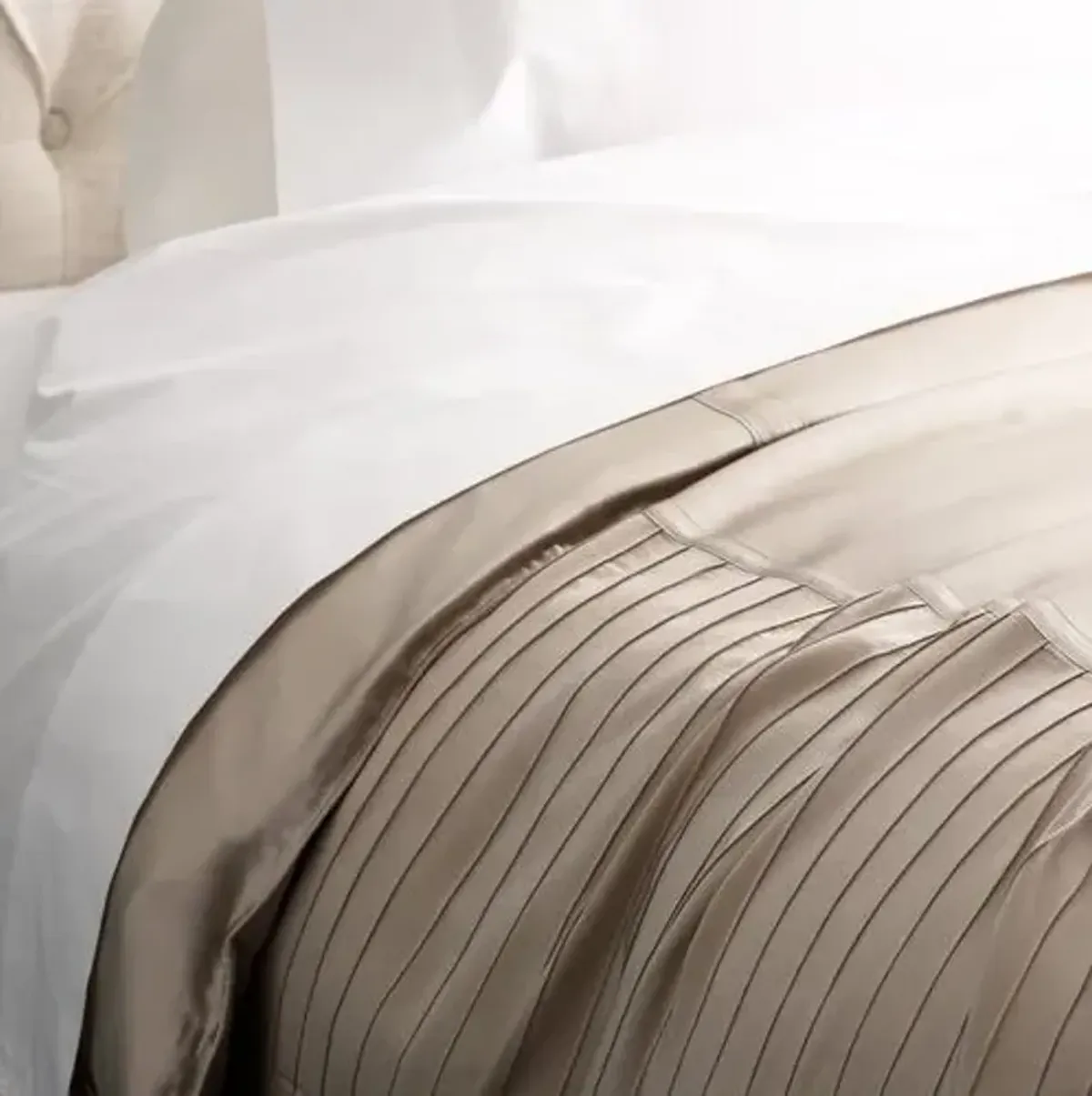 French Pleat Silk Duvet Cover - Taupe - Kumi Kookoon - Beige