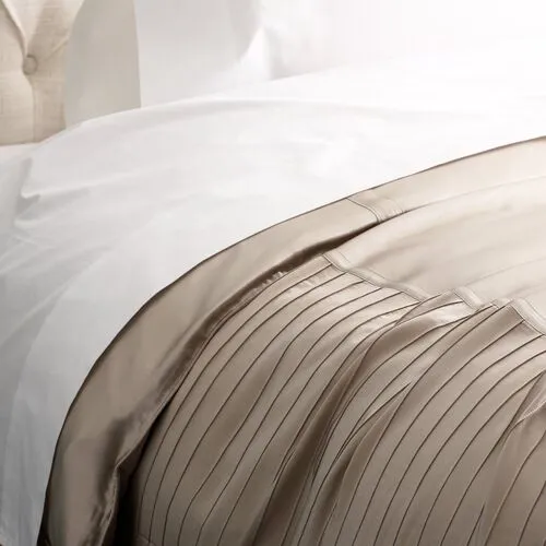 French Pleat Silk Duvet Cover - Taupe - Kumi Kookoon - Beige