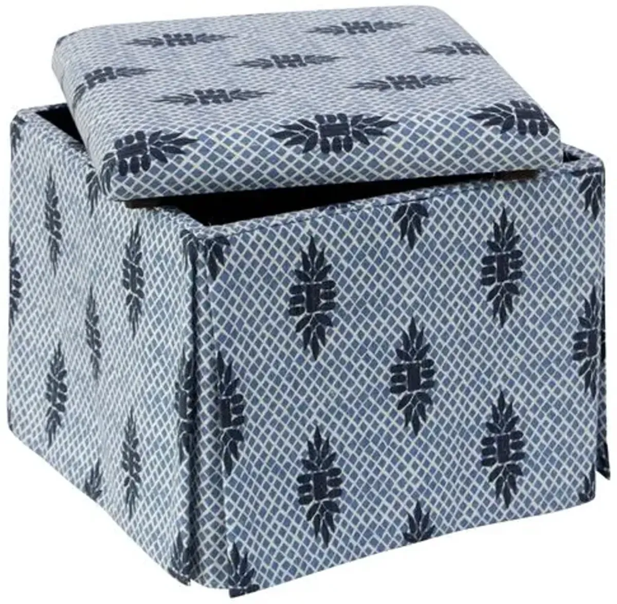 Anne Skirted Storage Ottoman - Boca Wedgewood - Handcrafted - Blue