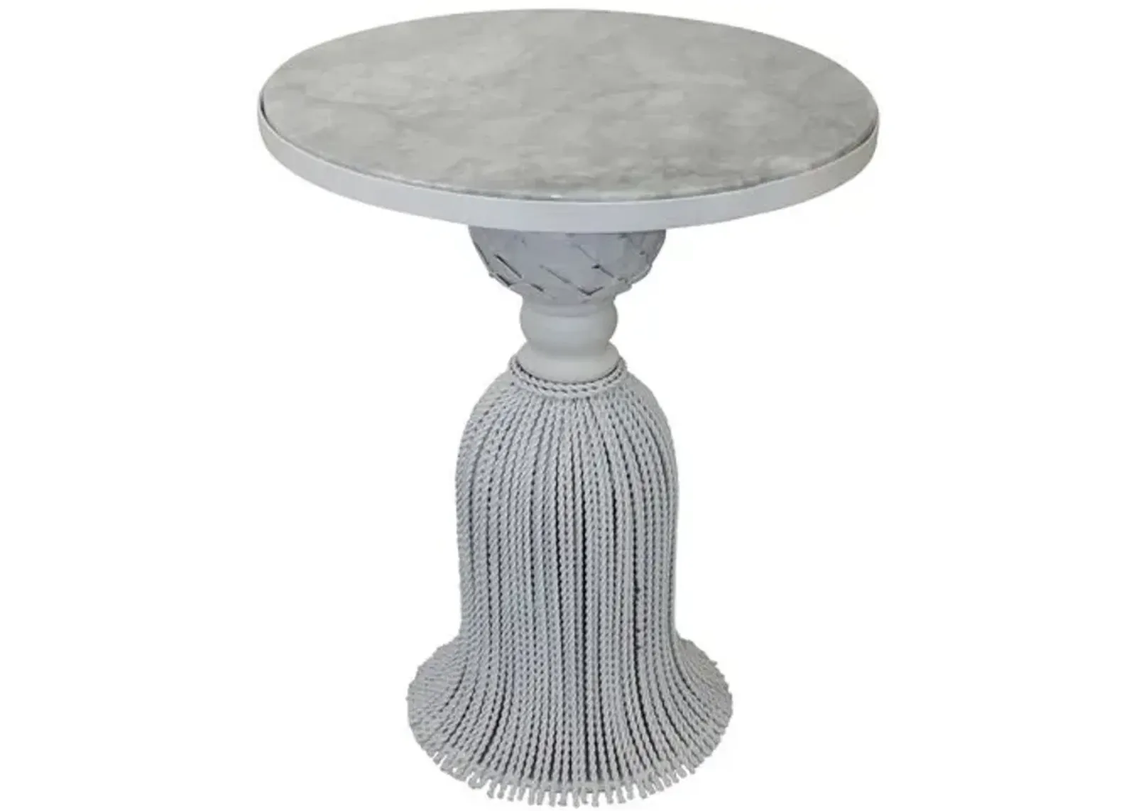 Cailey Marble Side Table - Antiqued White - Gray