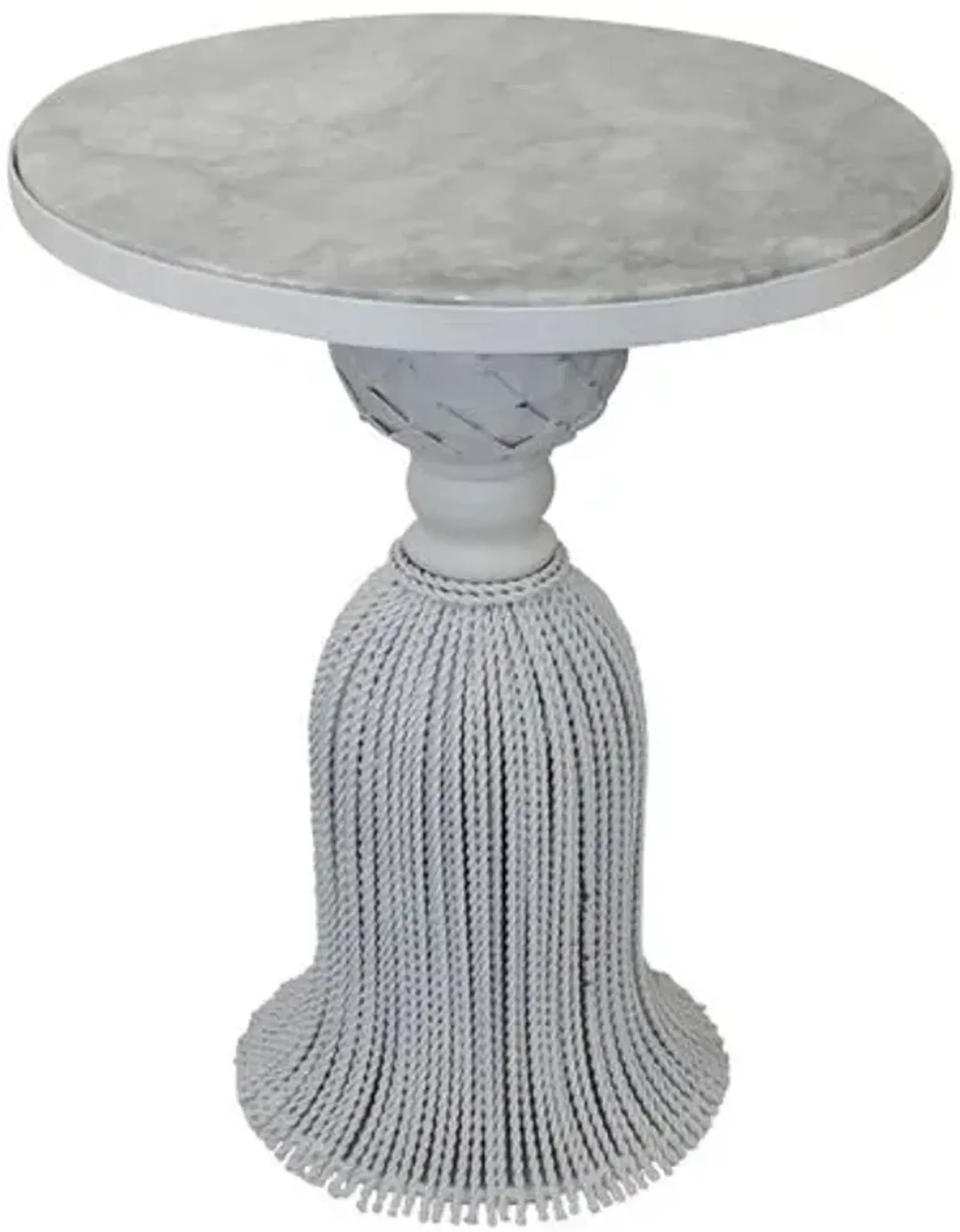 Cailey Marble Side Table - Antiqued White - Gray