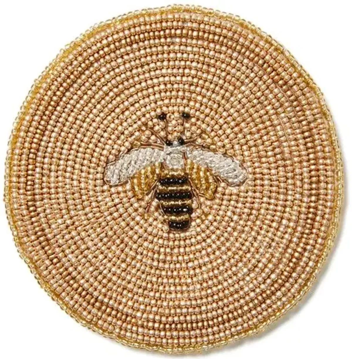 Set of 4 Beaded Bee Coasters - Joanna Buchanan - Beige