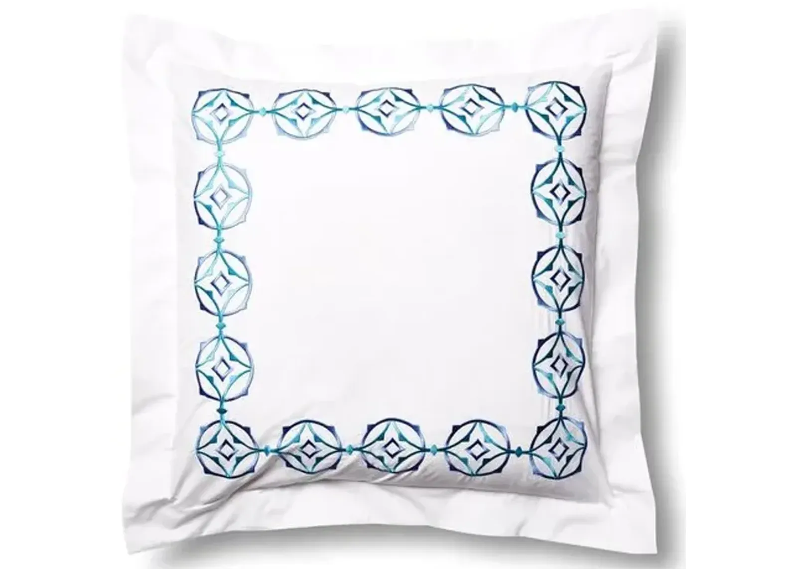 Tropez Euro Sham - Turquoise - Hamburg House - White