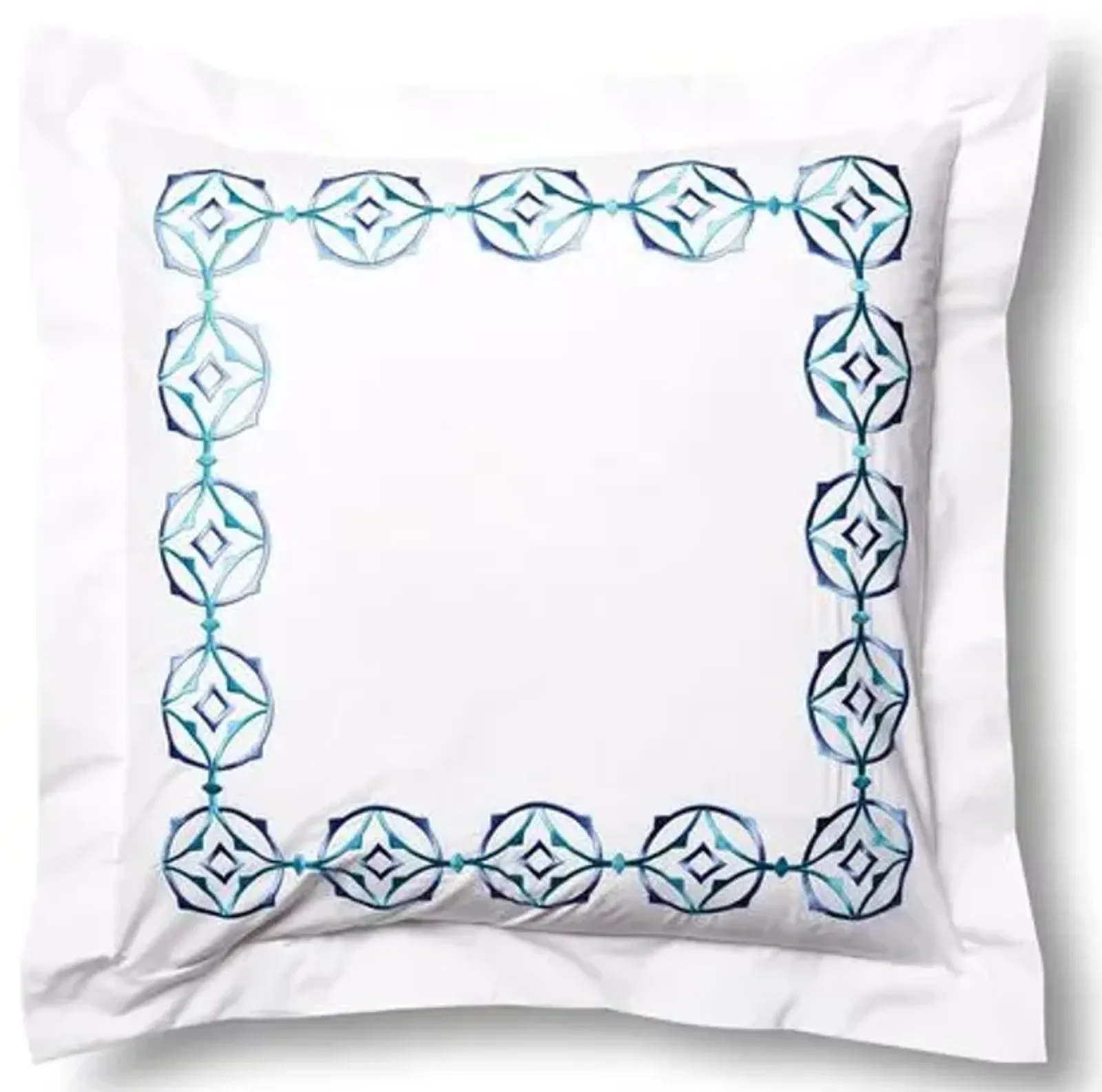 Tropez Euro Sham - Turquoise - Hamburg House - White