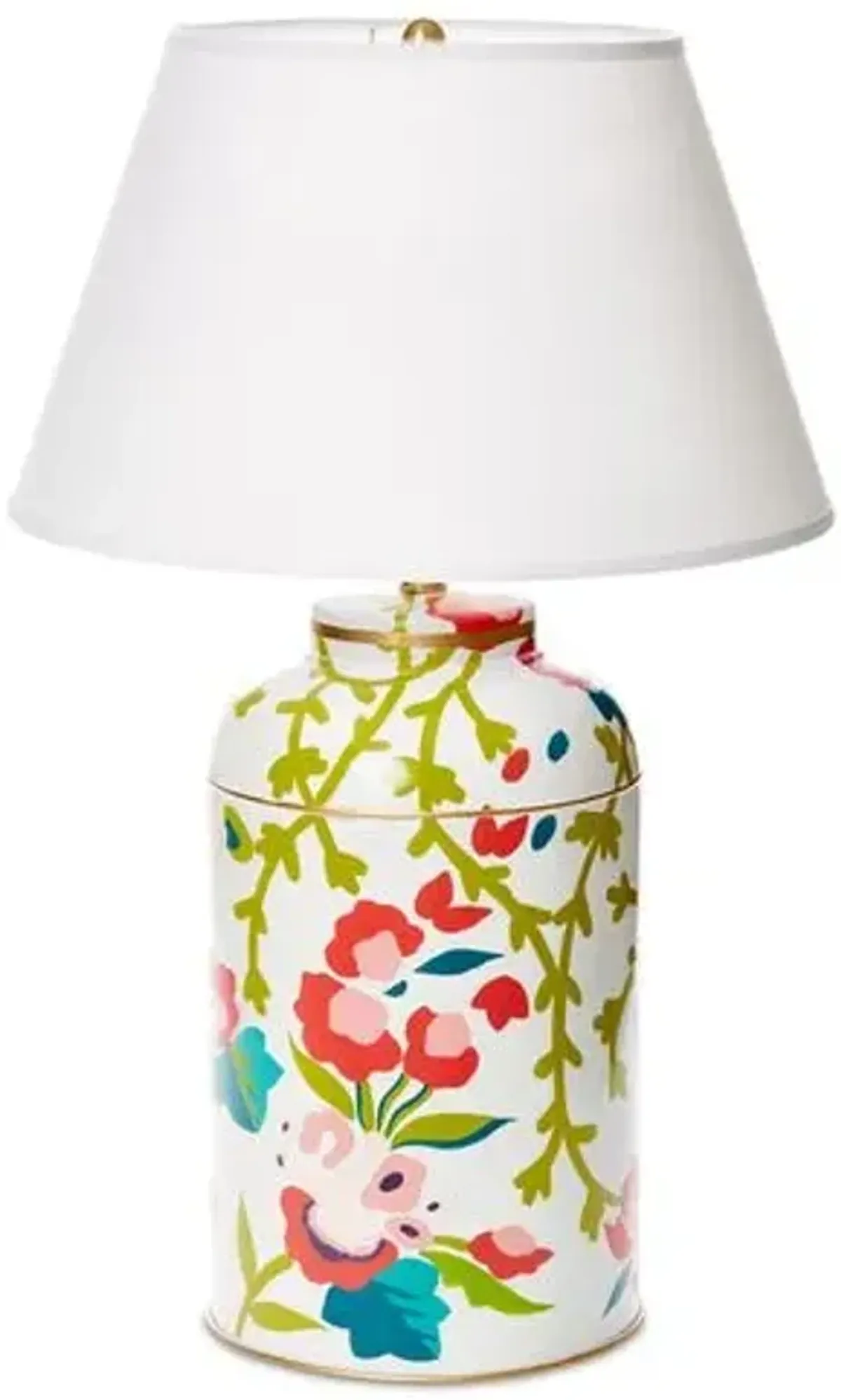 Chintz Tea Caddy Table Lamp - Pink/Green - Dana Gibson