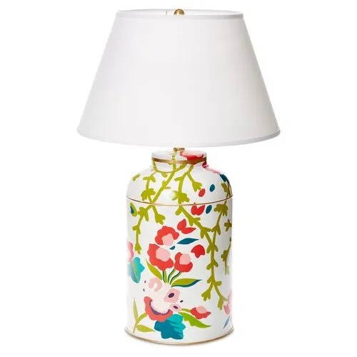 Chintz Tea Caddy Table Lamp - Pink/Green - Dana Gibson