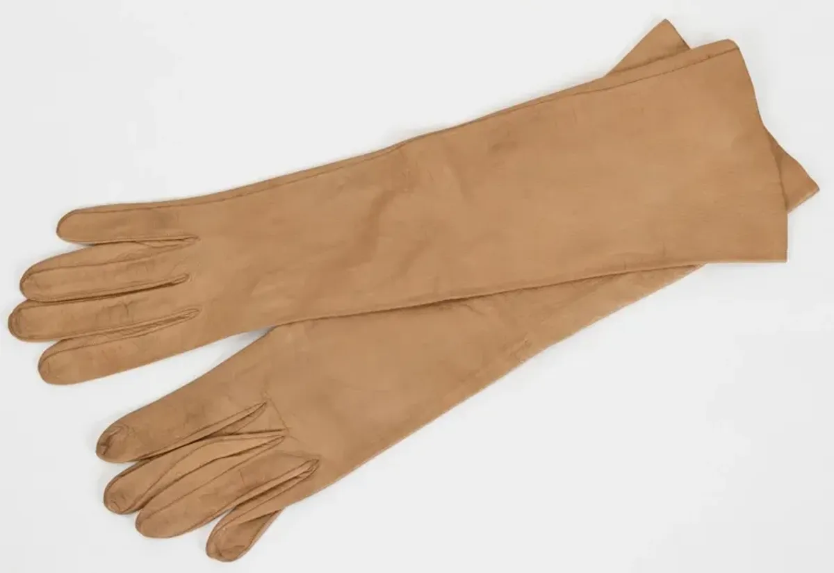 Hermès Beige Lambkin Long Vintage Gloves - Vintage Lux