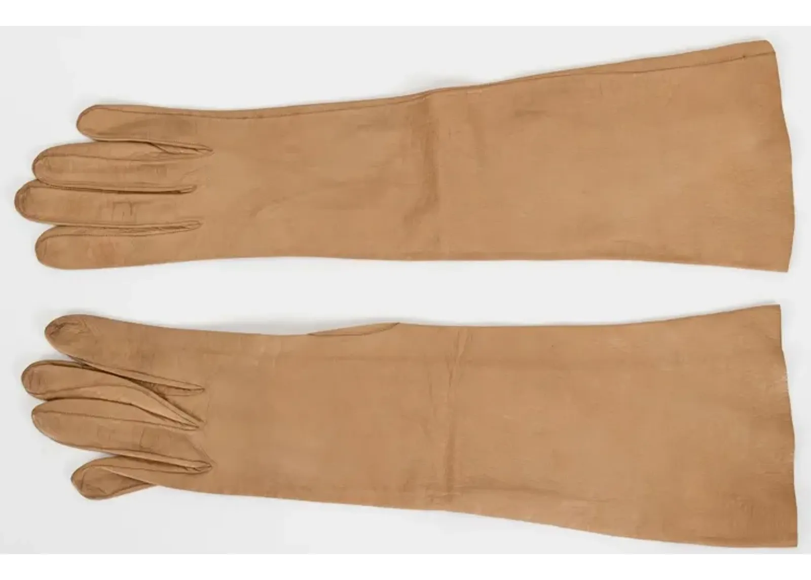 Herm s Beige Lambkin Long Vintage Gloves - Vintage Lux