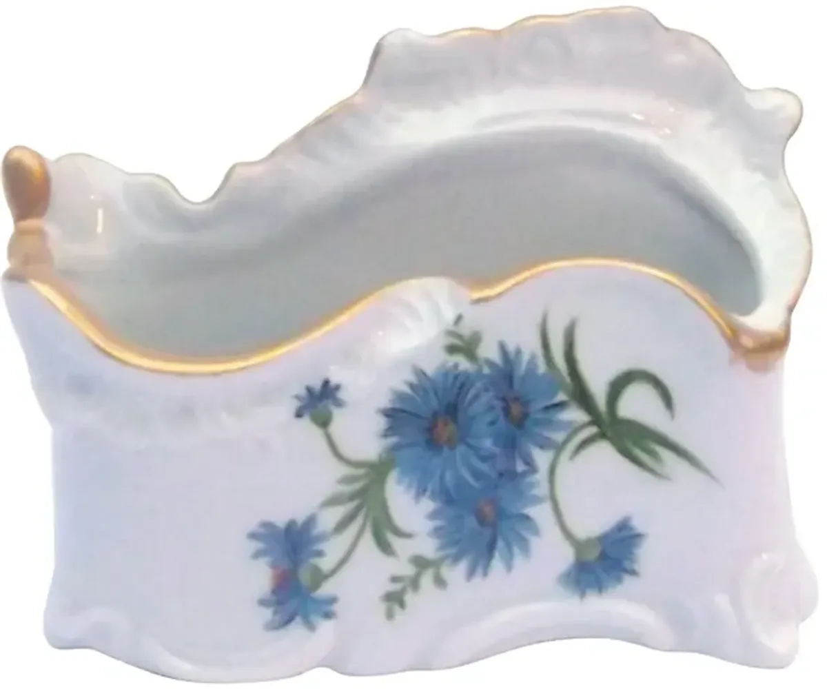 Signed Porcelain Cornflower Vase - Vermilion Designs - Blue