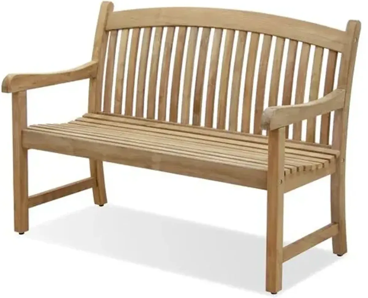 Tate Outdoor Teak Bench - Natural - Brown