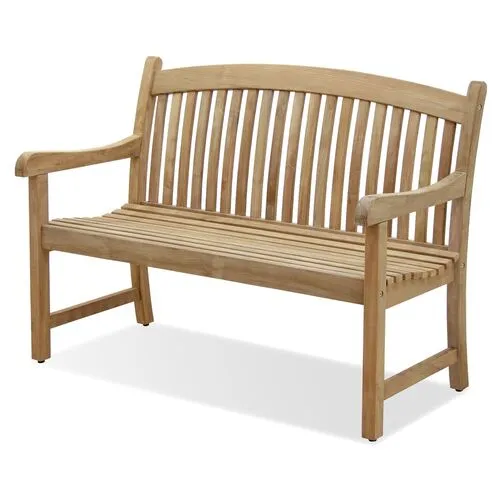 Tate Outdoor Teak Bench - Natural - Brown