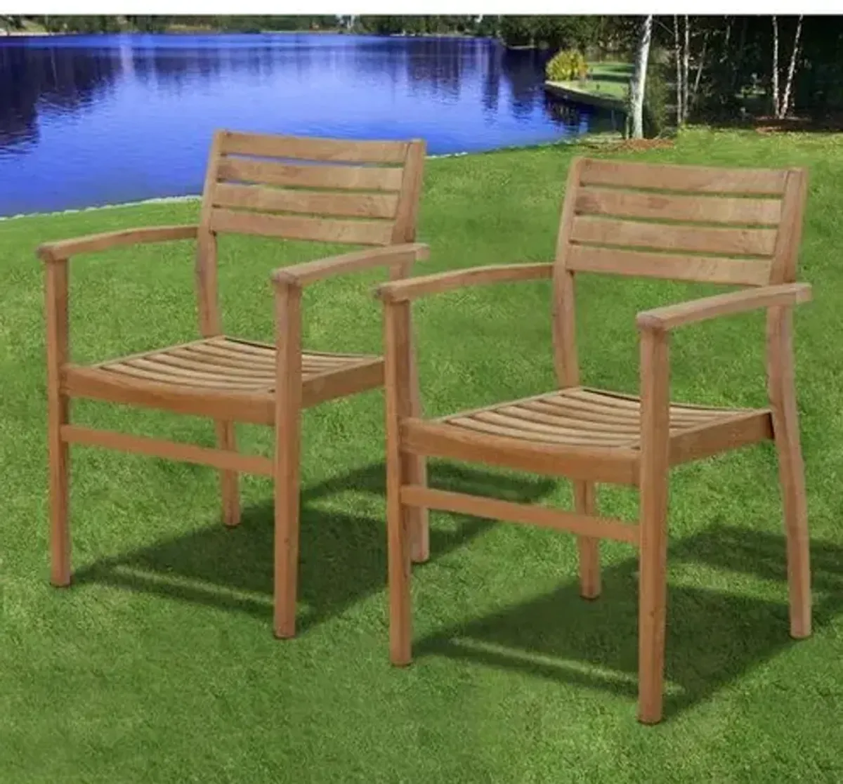 Set of 4 Coventry Teak Outdoor Stack Chairs - Brown