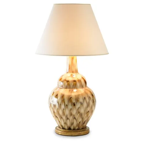 Pheasant Feather Lamp - Brown/Cream - Bunny Williams Home