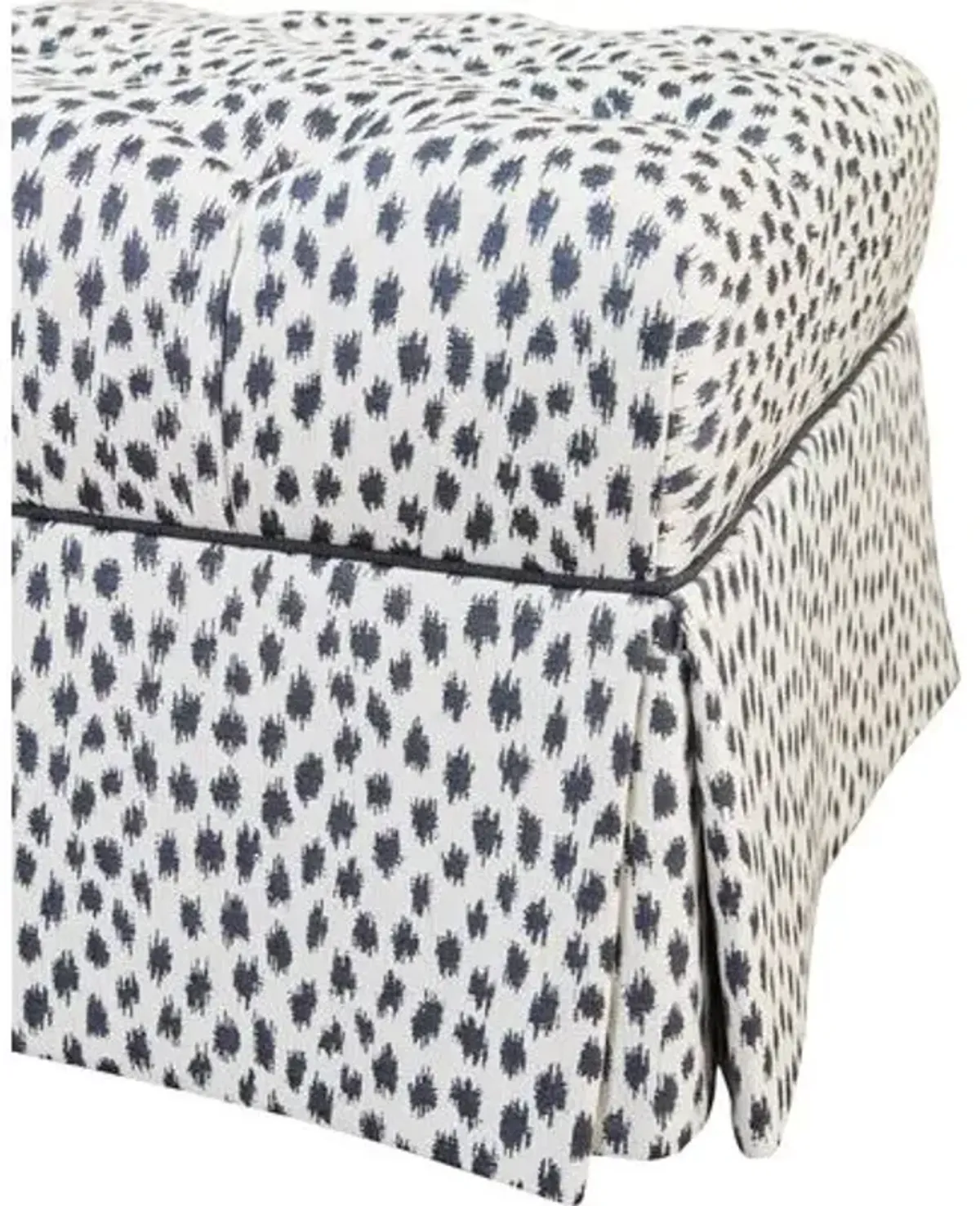 Gains Ottoman - Sunbrella Indigo Spots - Miles Talbott - Handcrafted - Blue