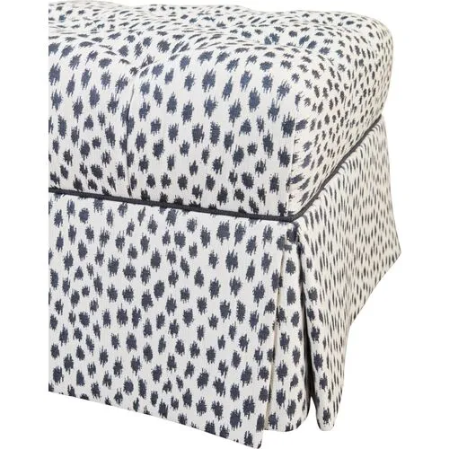 Gains Ottoman - Sunbrella Indigo Spots - Miles Talbott - Handcrafted - Blue