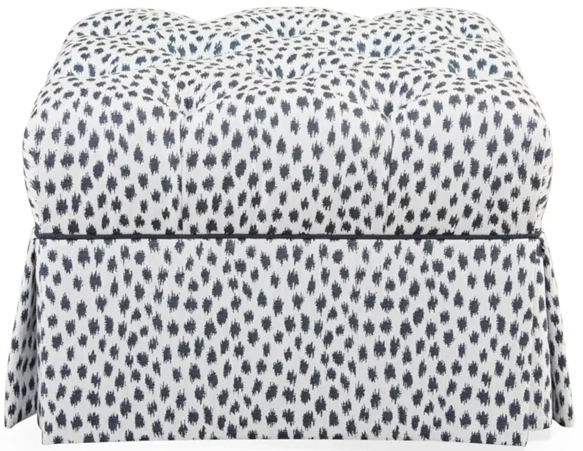 Auburn Tufted Ottoman, Sunbrella Indigo Spot