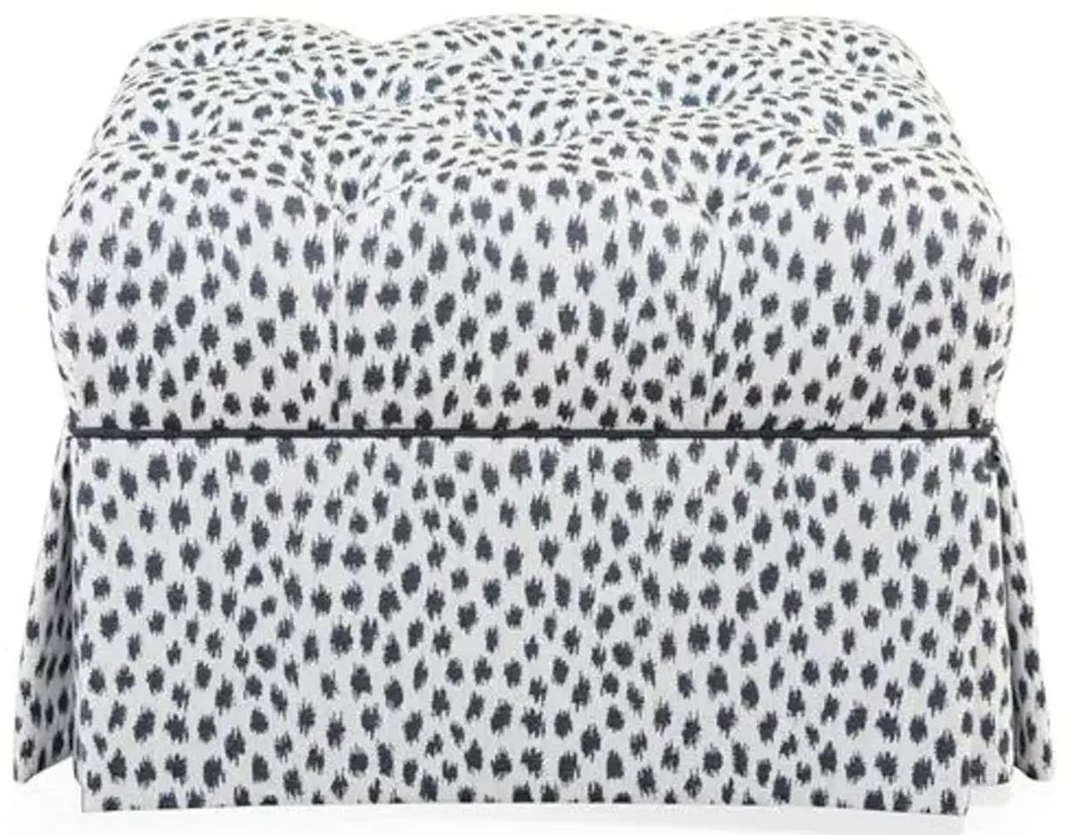 Gains Ottoman - Sunbrella Indigo Spots - Miles Talbott - Handcrafted - Blue