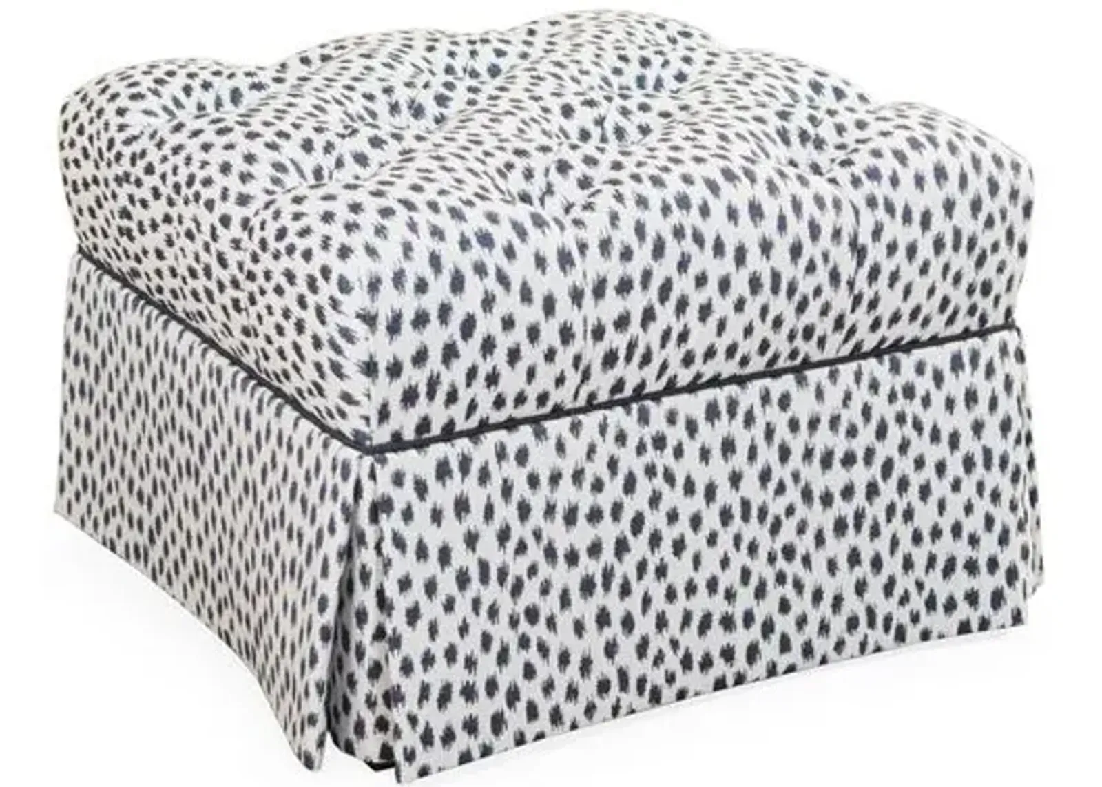 Gains Ottoman - Sunbrella Indigo Spots - Miles Talbott - Handcrafted - Blue